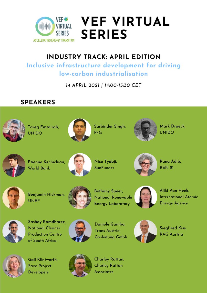 IntForumVienna's tweet photo. The #VEFVirtualSeries is live tomorrow to explore #Inclusive Infrastructure Development to drive #lowcarbon #industrialization

Meet our outstanding panel!

🗓 14 April 2021 | 14:00-15:30 CET
➡️ Register: https://t.co/EN75Usq5dA https://t.co/Jg3wVRLDhX