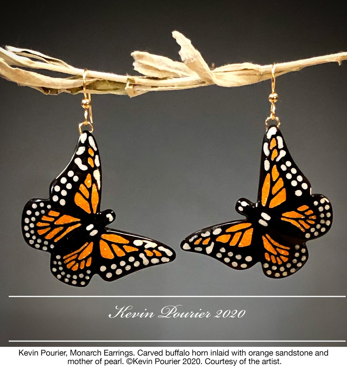 Honoring_Future's tweet photo. Kevin Pourier carves bison horns cast off by ranchers or meat packers, wasting no part of the buffalo as his Lakota ancestors taught. Monarch butterflies are a frequent subject. His attention to dwindling populations earned him a “Monarch Hero” award. @CraftShowSWC @EarthOptimism https://t.co/90Tj8PvibR