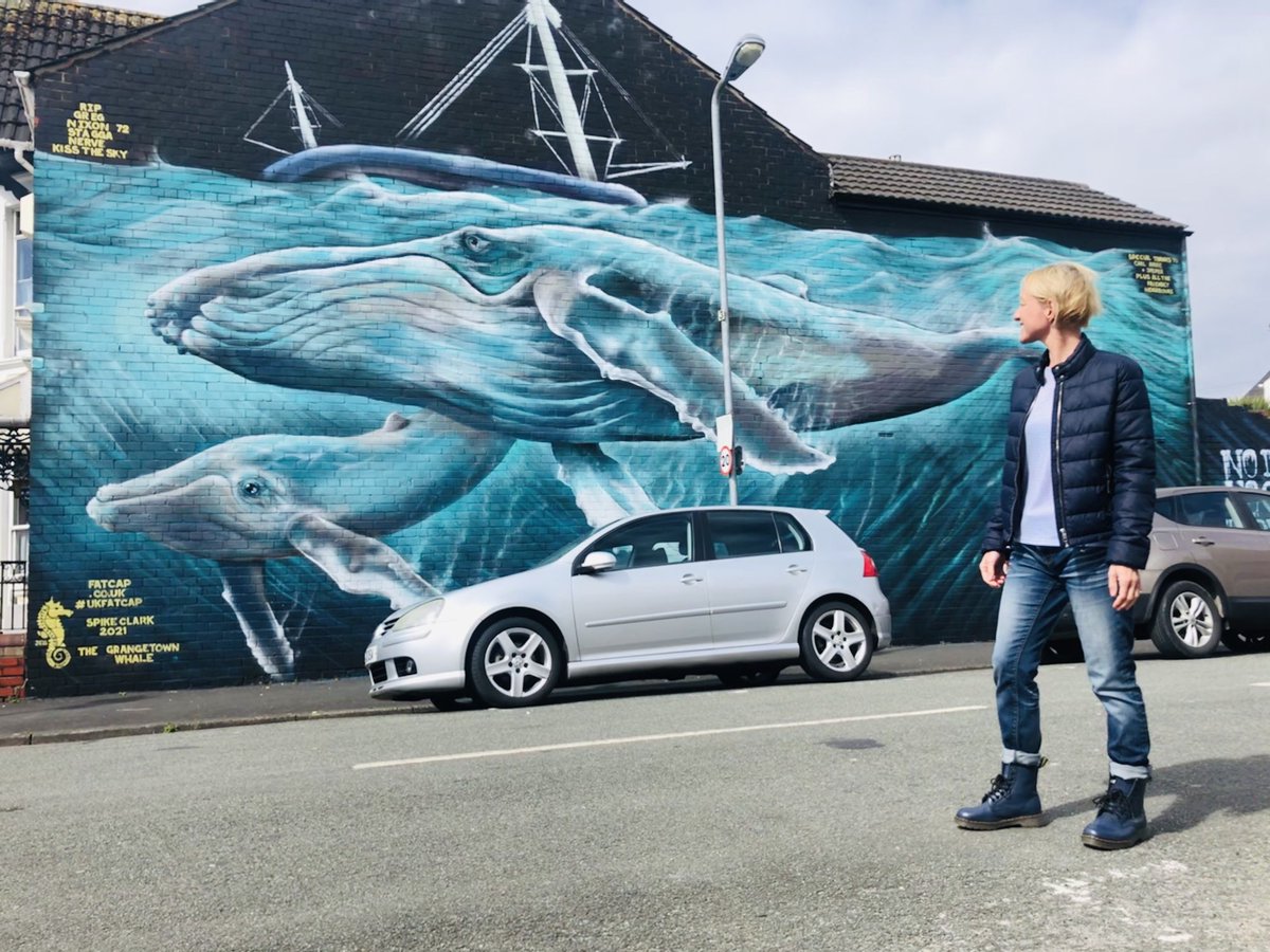 Whales on a wall. 
Powerful stuff when you look closely.. 
🐋🐳
⁦⁦<a href="/XRCardiff/">@XRCardiff</a>⁩ 

#cardiff has been named 6th most at risk city in the world from #climatechange

More on ⁦<a href="/ITVWales/">ITV Wales News</a>⁩ soon! 
🌎🐋