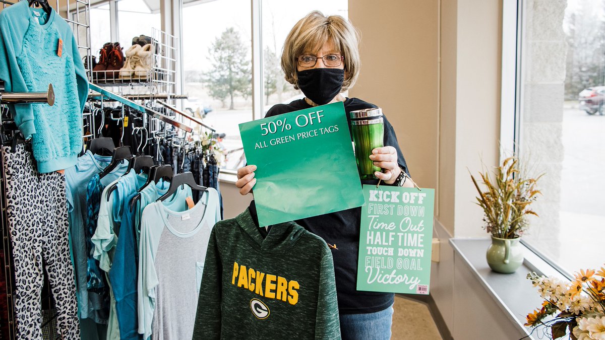 GoodwillGrMC's tweet photo. Think GREEN all this week when you #thrift at #AmazingGoodwill! 🌎 💚 ♻️ 

Why? All merchandise with a green tag is now 50% through Monday, April 19, 2021 with the Goodwill Tag Sale. 

Learn more: https://t.co/vfYAbhlVE2 https://t.co/Ez49XOAh9A