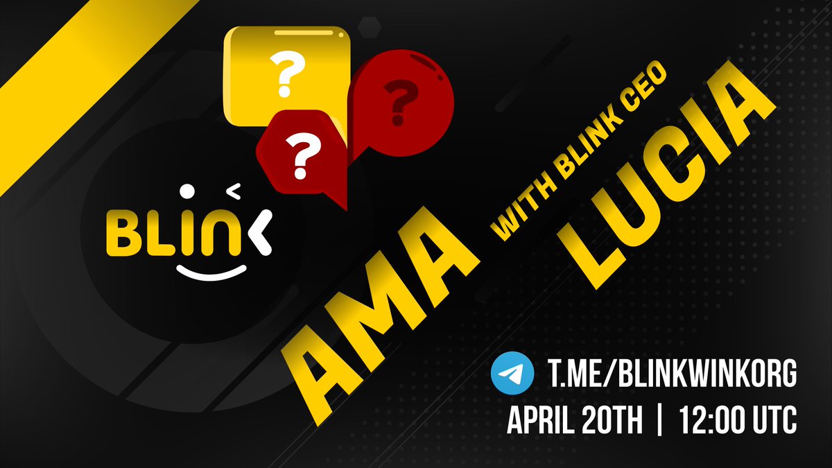 WINkorg777's tweet photo. 🔥 AMA with BLINk CEO LUCIA🔥

Dear BLINKsters,

We will host an AMA in our main group https://t.co/PHjke7mgEs on April 20 2021 at 12:00 UTC- with our CEO Lucia, 

We have opened https://t.co/PylFb8BuIR for your questions. Ama room will be closed on April 16  at 06:00 UTC https://t.co/JerwXJ5XwL