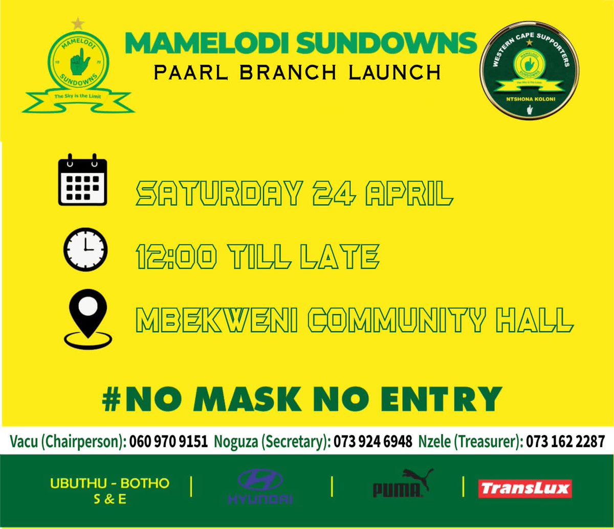 Next stop Paarl Branch Launch
#SundownsWesternCSupporter