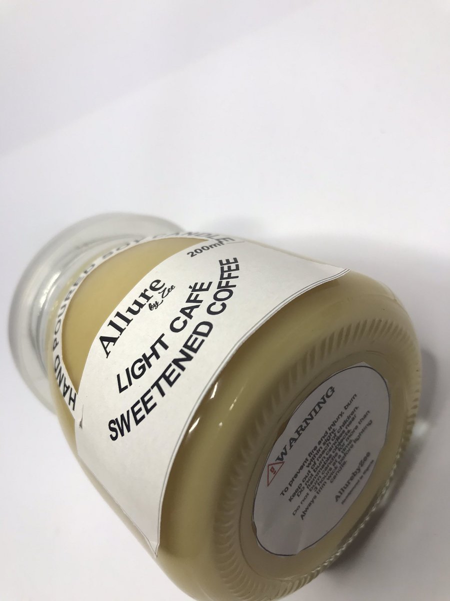 allurebyzee's tweet photo. Who else loves the smell of hot milky coffee? If you do, then Sweetened Coffee is for you. 
It goes bring the scent, it makes you calm and lifts your mood, it just has that effect.
#scentedcandleinlagos
#scentedcandleinabuja
#scentedcandle https://t.co/039qGIPfDQ