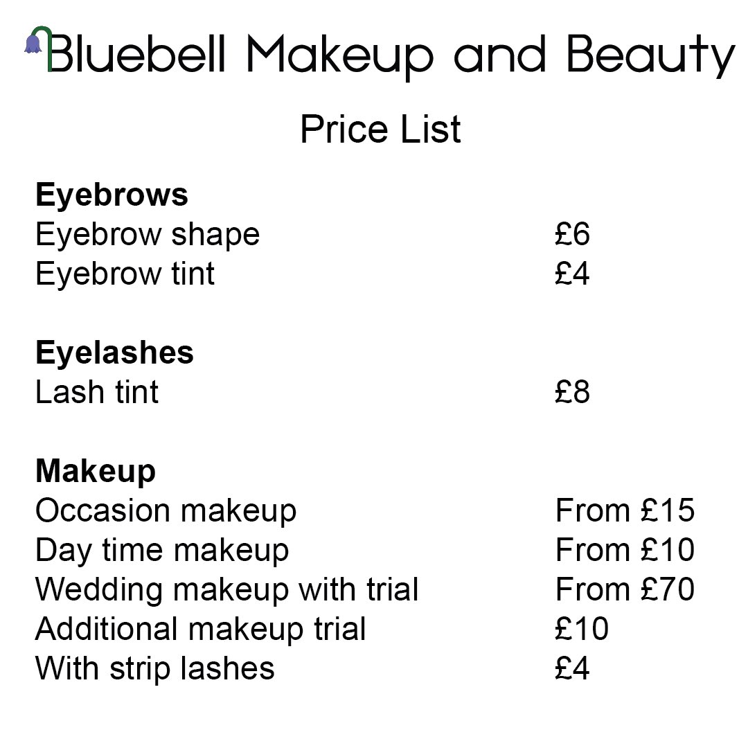 BluebellMandB's tweet photo. My updated price list including my new nail prices! 💅🏻

Message me to book in. Appointments fit around my job.

#beauty #shepshed #loughborough #leicestershirebusiness #browwaxing #lashtinting #browtinting #makeup #gelnails #acrylicnails #nailextensions #manicure #pedicure https://t.co/v7WDbtKNRD