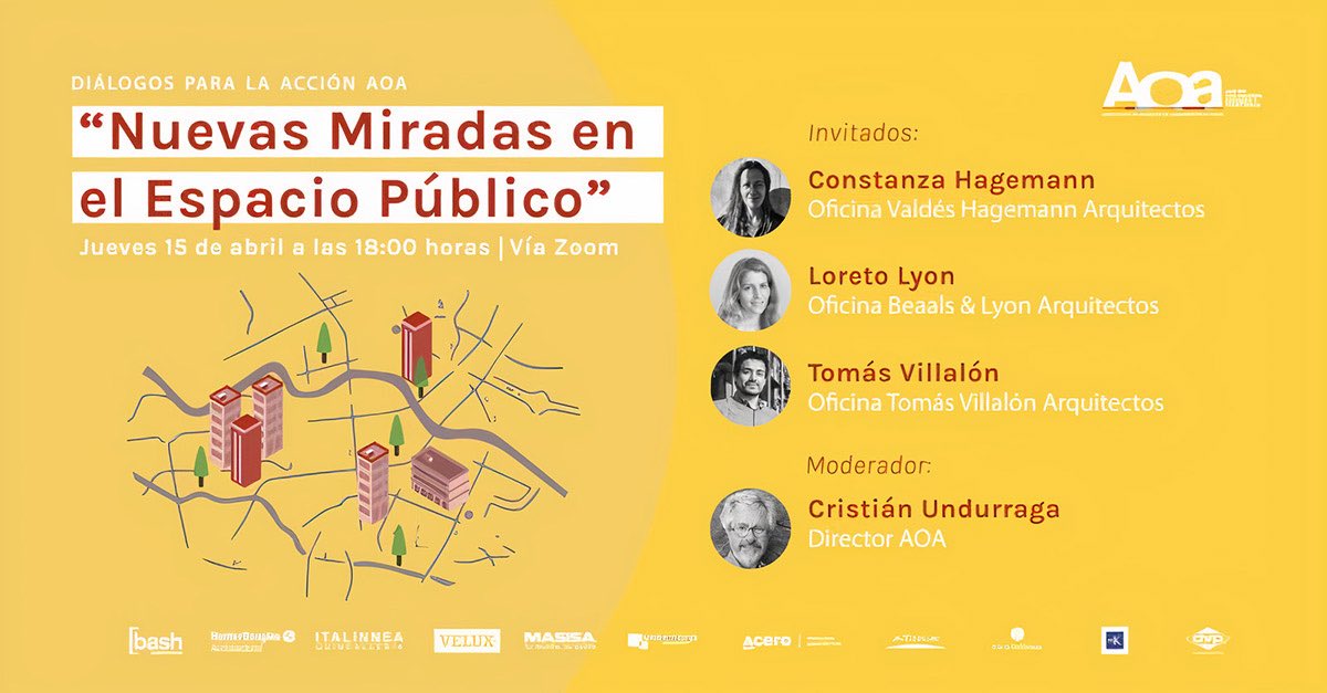 La Asociación de Oficinas de Arquitectos de Chile (<a href="/AOA_Chile/">AOA_Chile</a>) te invita a participar de la charla “Diálogos para la Acción: Nuevas Miradas en el Espacio Público” arquitectosdeconcepcion.cl/2021/04/12/nue… #arquitectura #ciudad #urbanismo #chile