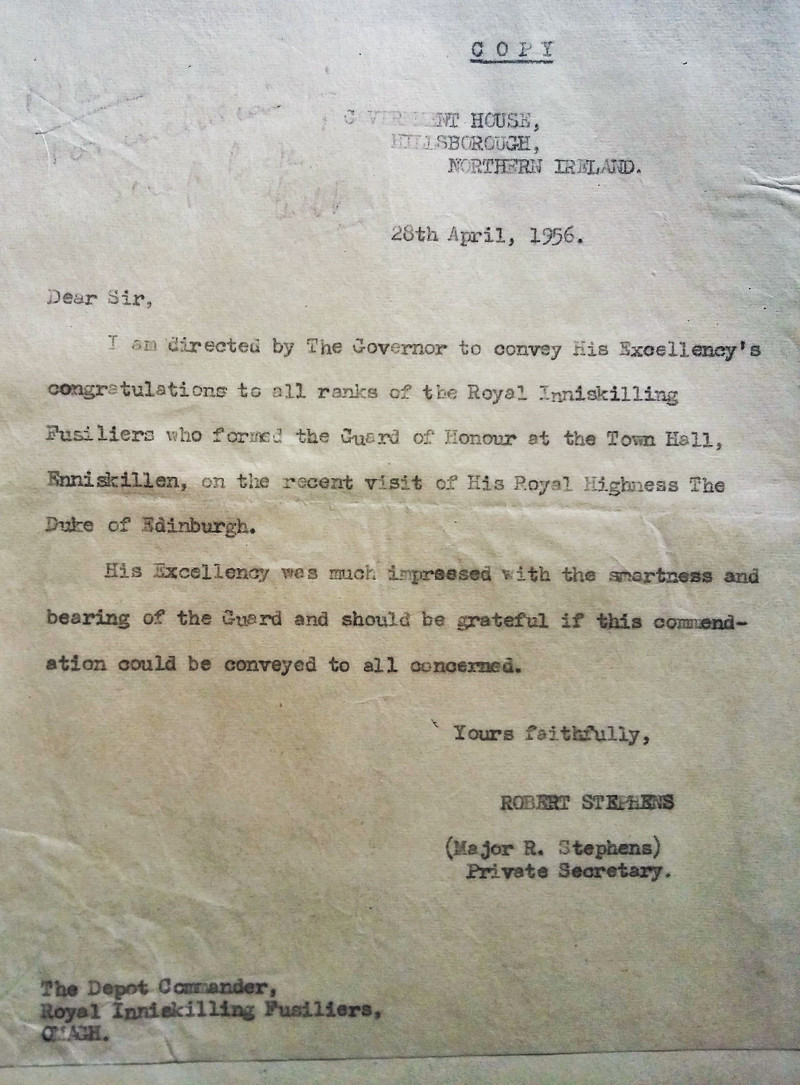 <a href="/Inniskillings/">Inniskillings Museum</a> send their heartfelt condolences to the Royal Family on the passing of His Royal Highness The Prince Philip, Duke of Edinburgh.

In April 1956 the Royal Inniskilling Fusiliers formed the Guard of Honour when His Excellency visited Enniskillen.

#RIPPrincePhillip