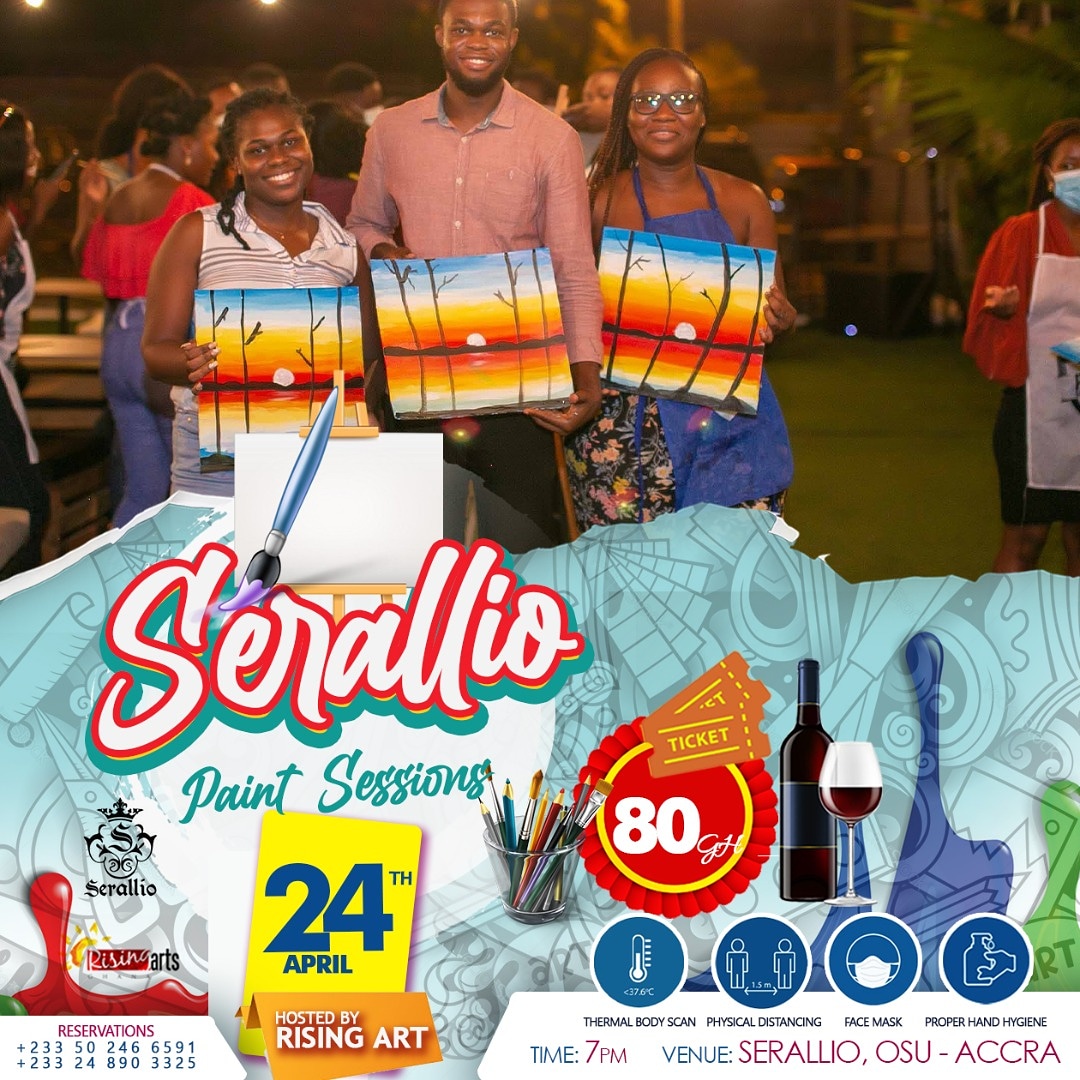 ArtghRising's tweet photo. SAVE THE DATE!!
Join us for the risingart paint session @serallio on Saturday, 24th April @7pm!!!
π¨π¨π¨π¨
For Tickets call or WhatsApp 0248903325 / 0502466593
-Make it a fun night with your friends and love ones
.
.
.
.
#lets_do_this
#eventsgh
#paintingπ¨
#Serallio https://t.co/4ip25Jj1K6