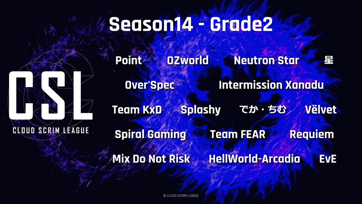 CSL_temp's tweet photo. CSL(仮) Season 14 Roster
明日から始まるSeason14のロースターが確定しました!
#CSL仮
#PUBG_MOBILE https://t.co/0ljGBbe3n8