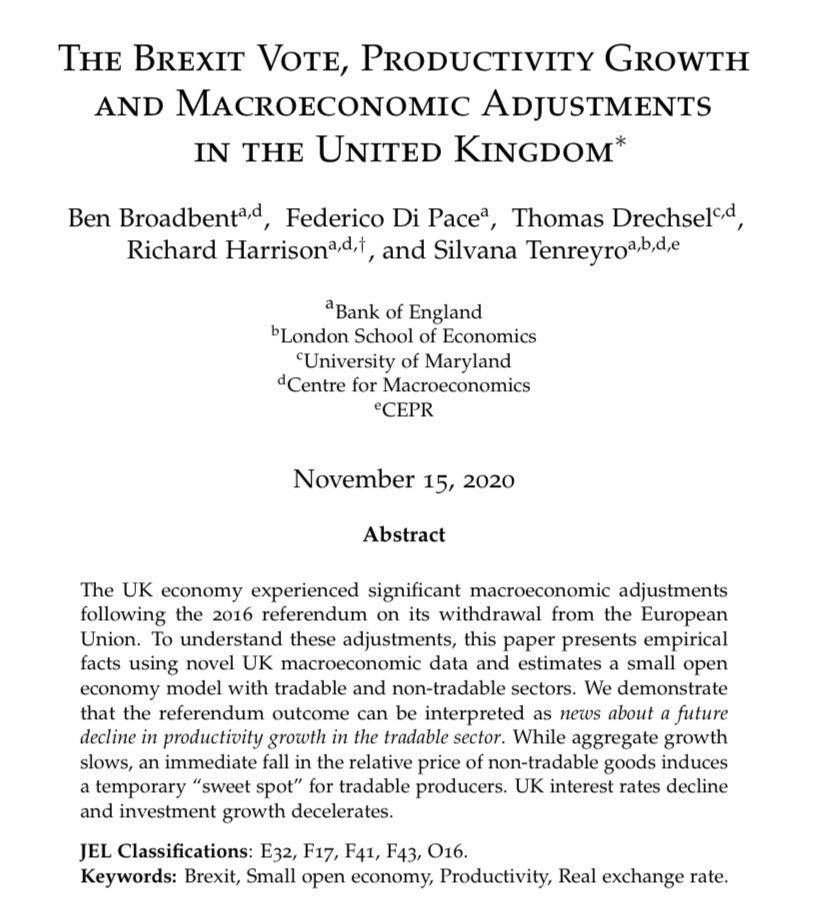 Check out my great co-author @FedeDiPa present our joint work on the macroeconomic consequences of Brexit at the @RoyalEconSoc Annual Conference on Wednesday 1:45-3:45pm UK time (session “Macroeconomic Supply Shocks”) #RES2021 #econtwitter