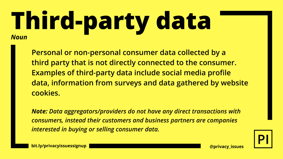 privacy_issues's tweet image. Our #GlossaryPI term of the day is third-party data that refers to any consumer insights or data received by a company from a third party source. Under #ePrivacy directive enabling third party #data collection, such as #GoogleAnalytics requires affirmative #user #consent.