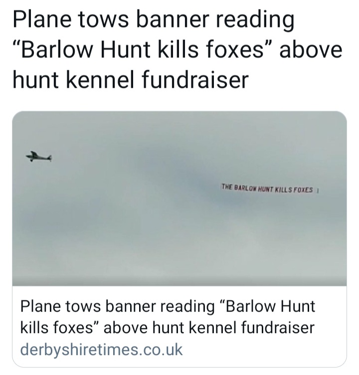 cliveswinsco's tweet photo. @wyhuntsabs @friendofthefox @HambletonDC @axainsurance Oh look!
It's that pesky plane again 🦊
@PDHuntSabs @Derby_Sabs @WarOnWildlife @axainsurance @DerbyshireBEVS @DerbysLabour @vpdd @HighPeakGreens @peakdistrict @PeakDistrictUK
#BarlowHuntKill
#BarlowHuntKillsFoxes
#BarlowHunt
#Barlow
#Derbyshire https://t.co/W73zAORJMY