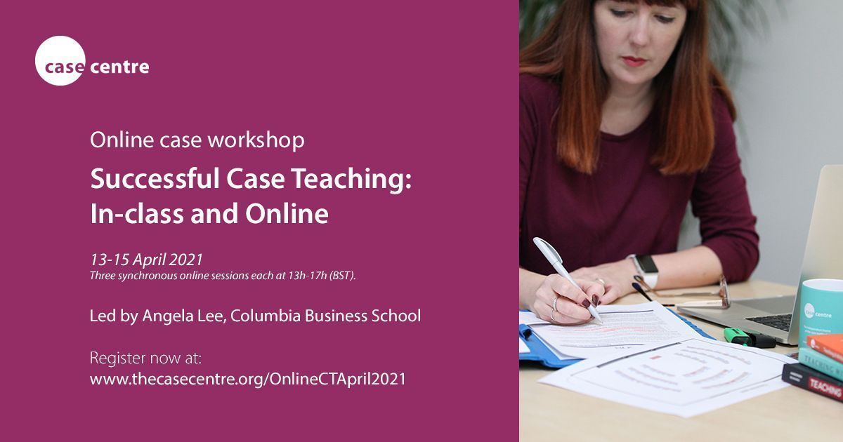 TheCaseCentre's tweet photo. A warm welcome to our participants taking part in the #caseteaching workshop with @angelawlee.
Angela will be focusing on teaching with #casestudies both in-person and online. 👩💻👩🏫
#caseworkshops #onlinelearning https://t.co/elGwUZGO5G