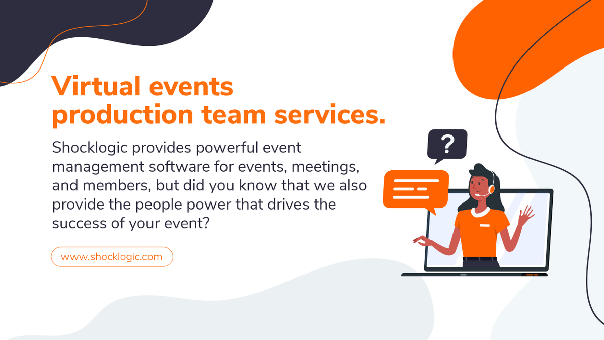 Shocklogic's tweet photo. To have a successful virtual/hybrid event, you need a strong production team. See how we can help: https://t.co/4Fn4cX1oGi. 

#TechTuesday #eventtech #eventprofs https://t.co/CXqwEeiXjC