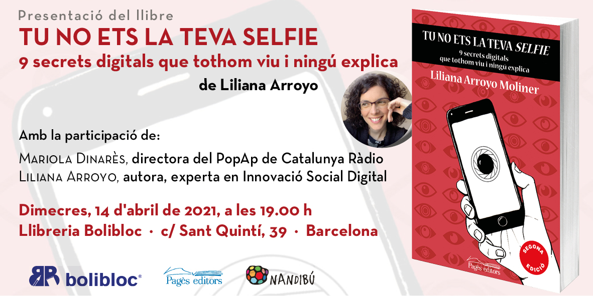 La doctora en sociologia i investigadora @Liliana_ArroyoMuna, una de les persones que més en saben de xarxes socials, presentarà demà dimecres a #Barcelona el seu assaig, ‘Tu no ets la teva selfie'. 📍A les 19 h, a la llibreria @bolibloc, amb @HolaMariola, de @PopapCatradio.