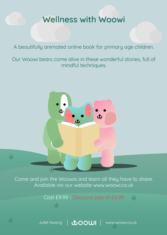 Wellness with Woowi our animated children's storybook available on our website woowi.co.uk 

Check out the free trial - Read our Woowi loves kindness story with your child and see what you think 💙💚 💜

#SupportChildren #mindfulnesspractice #wellnesswithwoowi💜💚💙