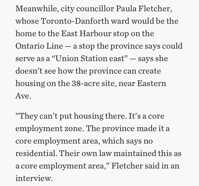 As for East Harbour: The city decided to plan a new office district with 50,000 jobs and zero housing. It was always a terrible recipe, and the province chose not to dispute it then. 4/