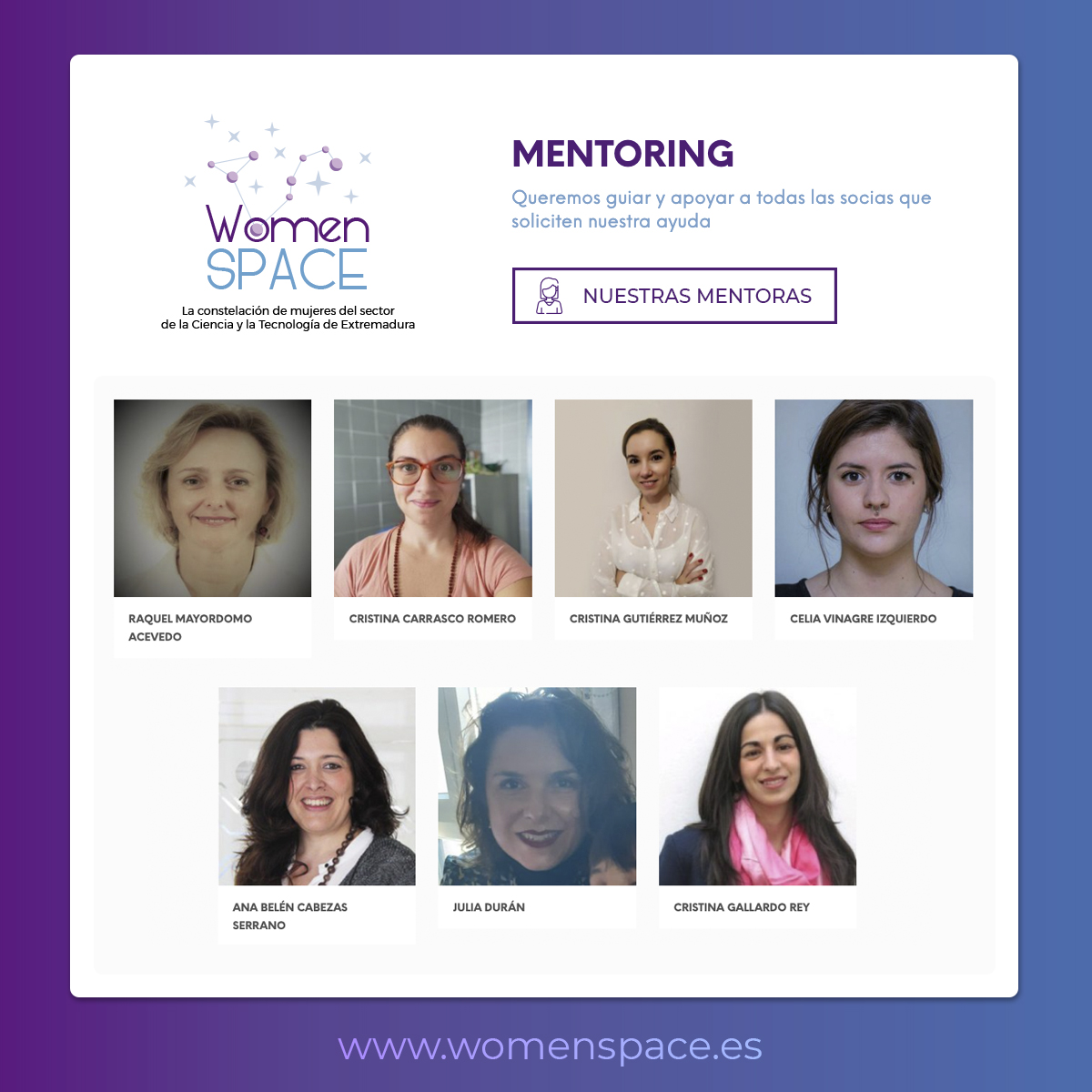 En la Asociación Women Space Extremadura estamos trabajando en proyectos tan bonitos e ilusionantes como el del grupo de trabajo de Mentoring 💫 Una iniciativa que nace con el propósito de guiar y apoyar a todas las socias que soliciten nuestra ayuda 👉 womenspace.es/mentoring-wome…