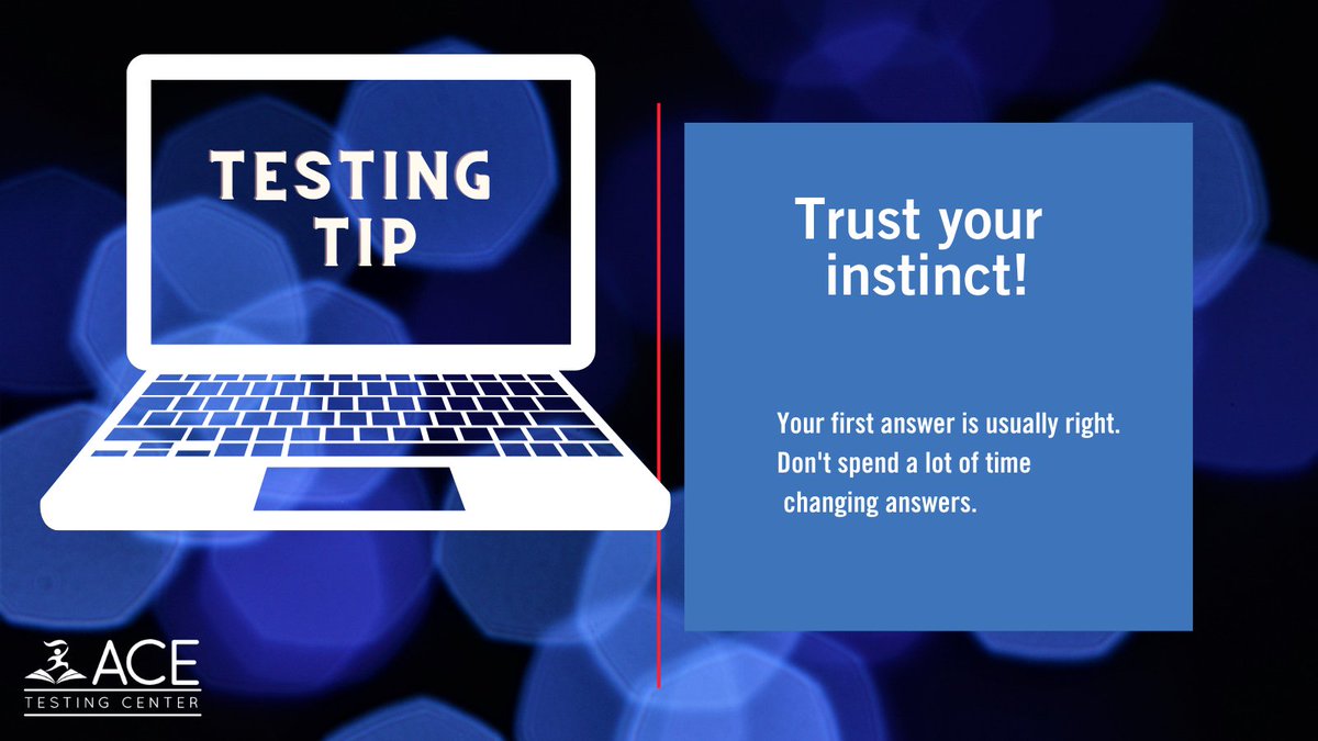 #TestTipTuesday: Always trust your instincts. Your first answer is usually the correct answer. If you need to schedule your GED or certification exam, visit testpbc.com.

#testtip #ACEthetest #tips #acetestingcenter