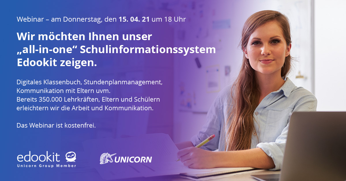 Über edookit.com/de/webinar-edo… können Sie sich für das Webinar einschreiben. Alle notwendigen Tools zur Organisation und Administration der Schule zentral an einem Ort + Erleichterung der Kommunikation zwischen Schule und Elternhaus 👍Schauen Sie vorbei!
Wir freuen uns auf Sie 🙂