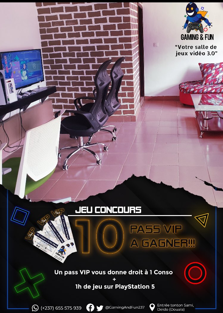 GamingAndFun237's tweet photo. 🚨TOP C’EST PARTI🚨
Quel est #TonJeuPréféré sur console?
Like = 10pts
Commente =50pts
Rt =100pts
Abonne-toi =250pts
Les 10 premiers gagnent un pass VIP gratos 

🚹Localisation 
https://t.co/vu259AKF2c…
#PS5
@CogaEsport237 
@mobile_esport 
@Kbrel237 
@BESTCORP_CMR 
@Bzant2371 https://t.co/WLRznYcKzP