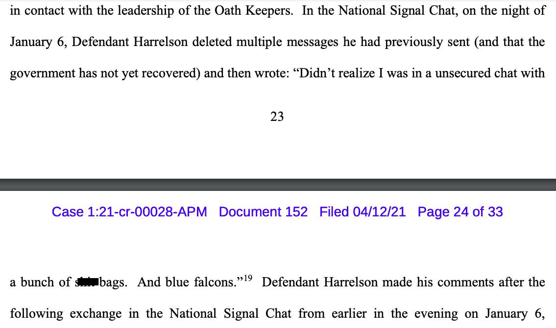 Other evidence that multiple Oath Keepers, including Harrelson, were dissatisfied w/ how the Jan 6 op. was run. Likely that many trying to distance themselves in the face of criminal charges, but still impt takeaways for org. cohesion going forward 3/5