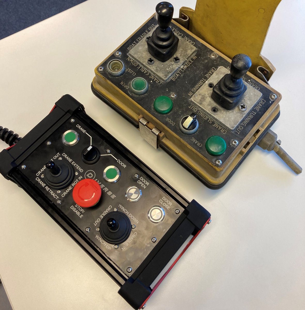 Check out our Brand-New Remote Control!!   Designed and manufactured by the Diverse Team for a 30m Feadship!
The remote will control the Transom Door, Dinghy Cradle and Crane!    Before &amp; After photos!
#DiversePerformanceSystems  #MarineEngineering  #Superyacht  #Technology