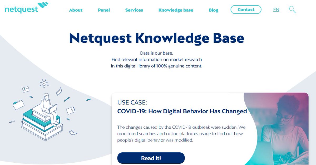 netquest's tweet photo. Do you already know the Netquest #KnowledegeBase? A place on our website where you can find content created with #NetquestData: Use Cases, Infographics, eBooks ...
Enter, download and become a market research expert: https://t.co/XfSOgDRSFB https://t.co/lbwbPf4zCj