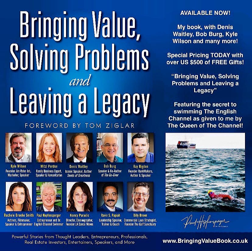 phopfensperger's tweet photo. OUT TODAY! 😎 I’ve co-authored a book “Bringing Value, Solving Problems and Leaving a Legacy’ with Bob Burg, Denis Waitley, Mitzi Perdue, Ray Higdon, Kyle Wilson &amp; many more! 100% of profits from Amazon this week go to charity! Buy at: https://t.co/w3W2FWzxyw #JustKeepSwimming 🏊‍♂️ https://t.co/hHtNeENdtI