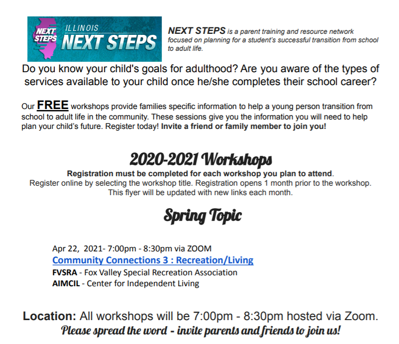 Please take a look at the upcoming Next Steps Workshop