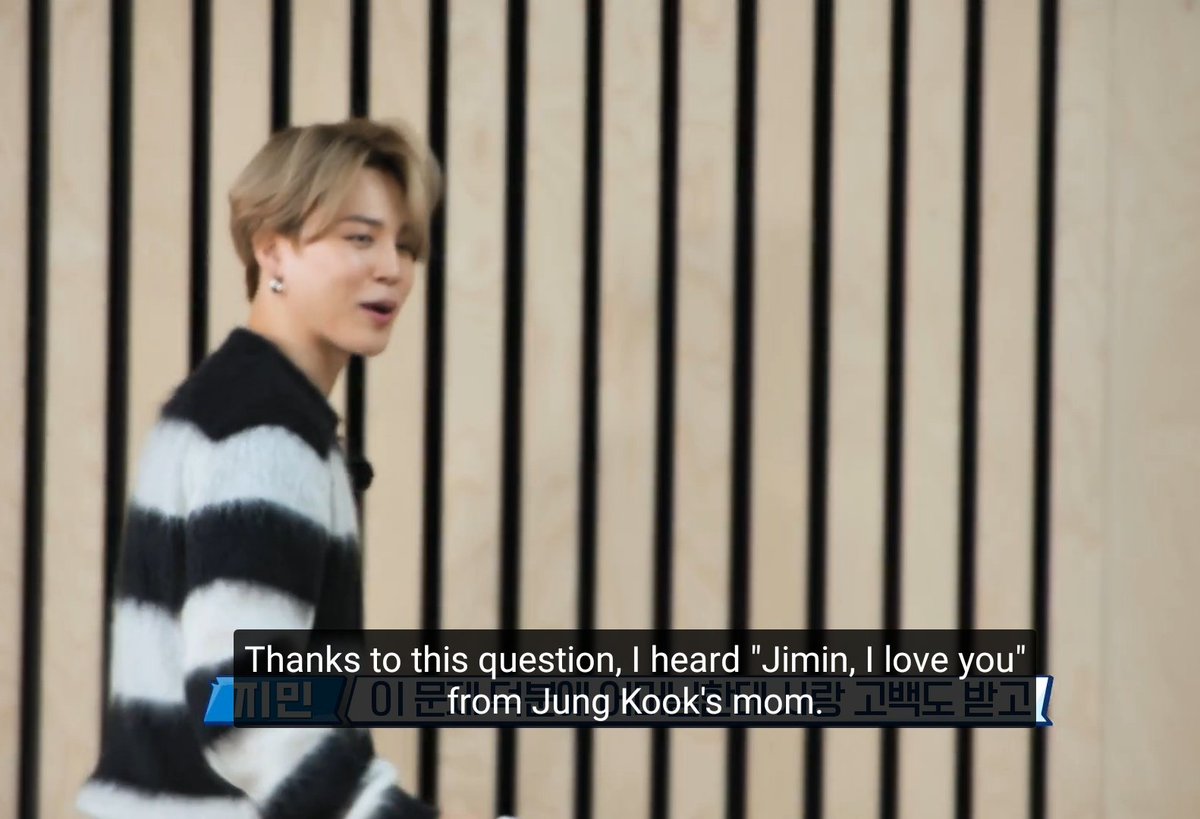 stopkookminpls's tweet photo. I'm soft cus jimin was so happy to hear jungkook's mom say "i love you" to him 🥺🥺🥺 https://t.co/x4MMmihO0g