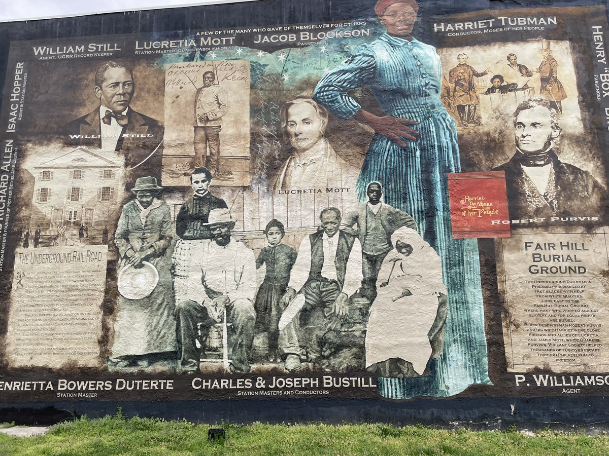 Philadelphia is of course a city famous for its murals. They are everywhere, and tell the city’s long story in vivid form. This is a great one just across the street from the Fair Hill Burial Grounds, where I went with the great  @SigneWilk as my guide.
