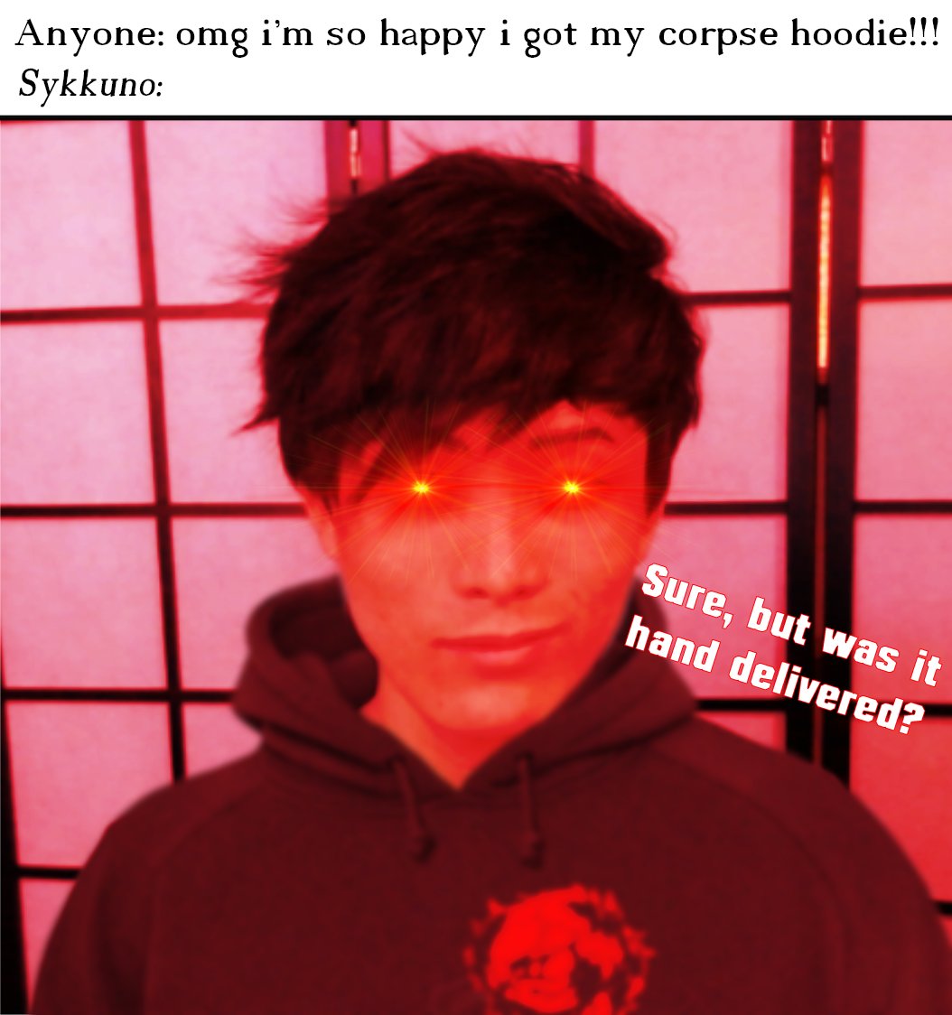 DashDash52's tweet photo. So, i made a meme bcz i thought it would be funny.
(Also i added the hoodie on the 2nd picture lol for more coherence.)
#sykkuno #sykkunomeme #CORPSE #corpsehusband #corpsememe @Sykkuno @Corpse_Husband https://t.co/kK0o7AkGg8