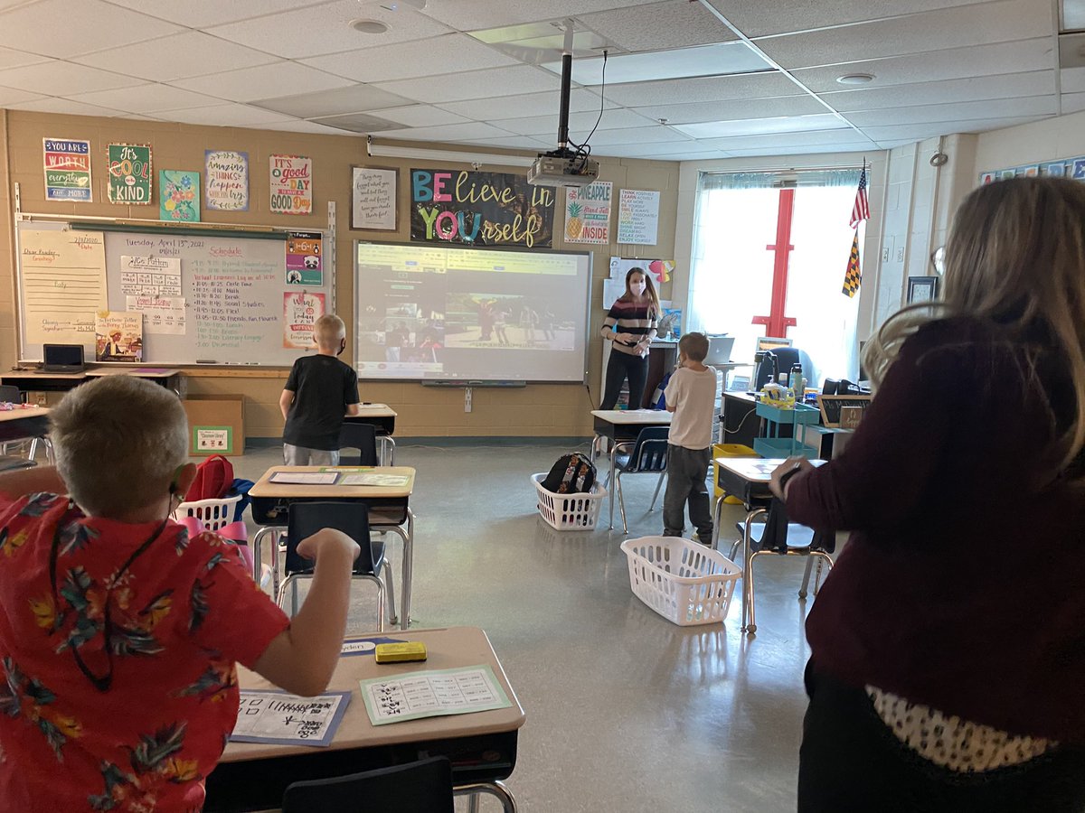 A fun time of movement in Ms. McDonalds classroom with our Principal, Mrs. Miller! #aacpsawesome