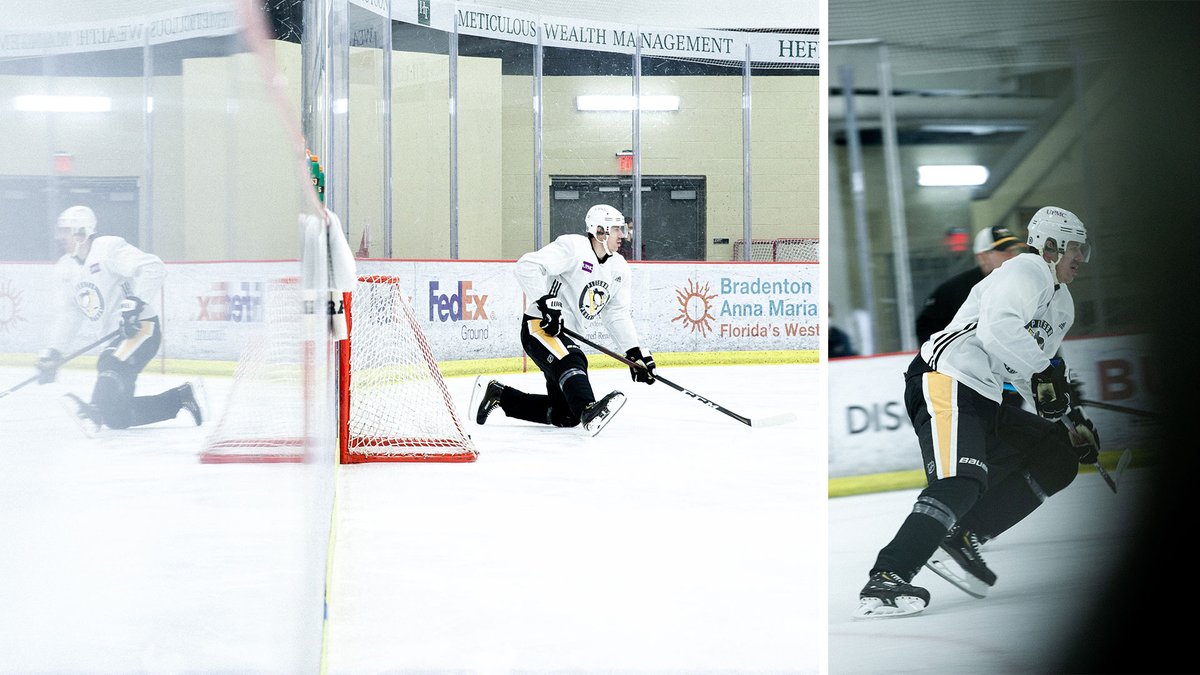 penguins's tweet photo. Just two NHL veterans on the ice in Pittsburgh. https://t.co/Is0Nbac0zi