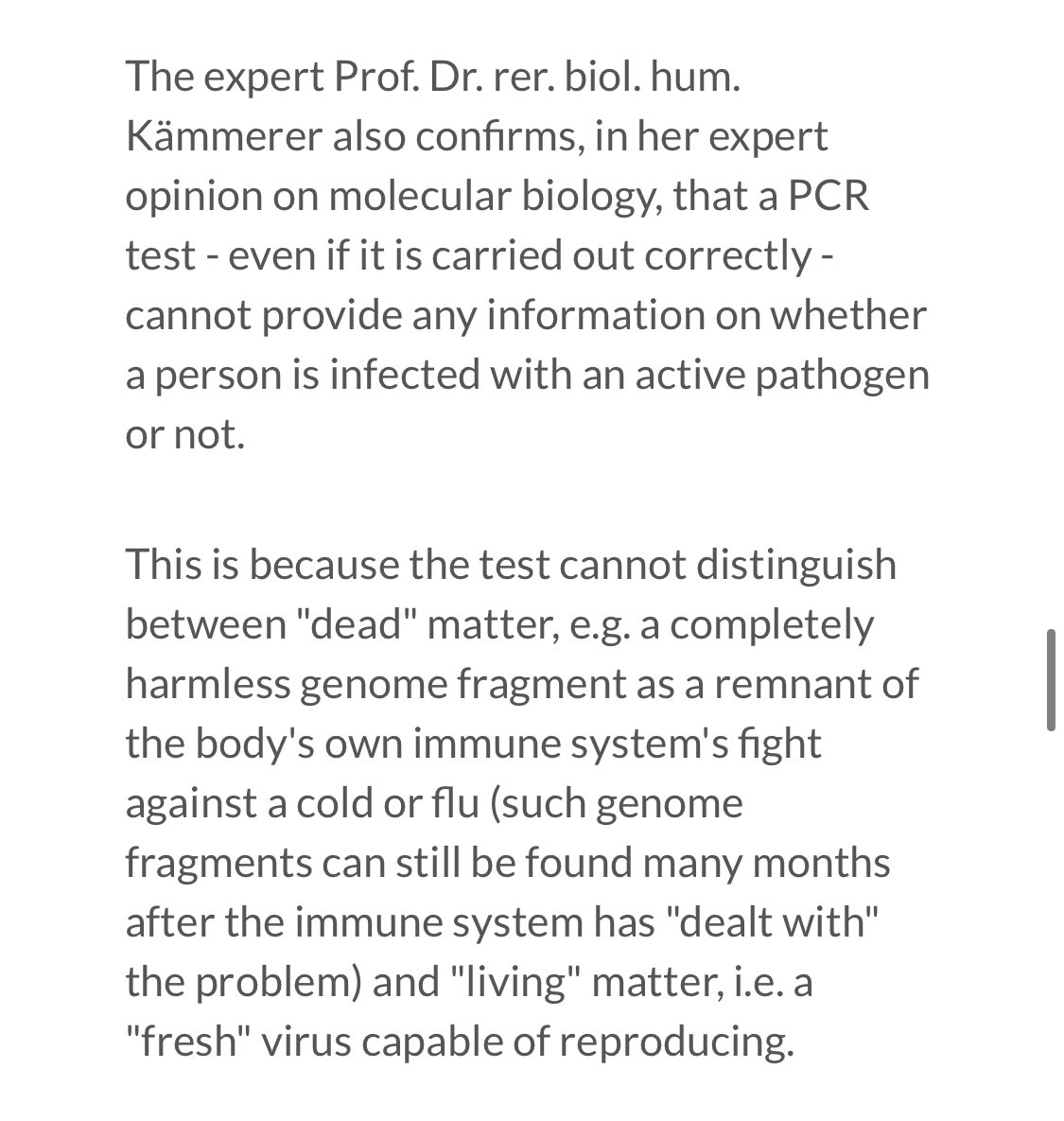 On PCR testing and the - accepted (see Dr Fauci last year) - fact that cycles of over 35 do not reveal live viral matter and those of 25-34 need confirmation by being matched with viral cultivation.