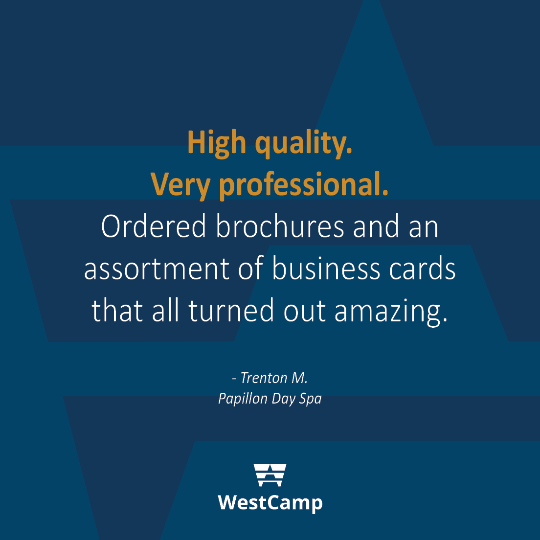 Thank you Trenton from Papillon Day Spa for choosing WestCamp to print your brochures and business cards. We're glad you are happy with the results and appreciate the 5-star #googlereview ... #clientreviews #westcamp