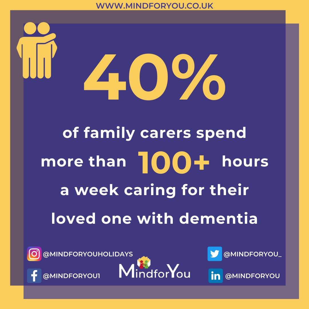 Before the #pandemic, 40% of family carers spent 100+ hours a week looking after their loved one with #dementia. That's more than DOUBLE the UK's legal working limit! Can you imagine working that hard without taking a break/holiday? #fixdementiacare