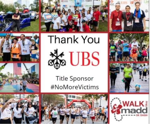 Thank you UBS for supporting the 2021 Walk Like MADD &amp; MADD Dash Fort Lauderdale 5K as our TitleSponsor! We can’t wait to see Team UBS and YOU in person or virtually starting April 25th! Register today: walklikemadd.org/FortLauderdale #WLMFL2021 #NOMOREVICTIMS #DrunkDrivingEndsHere