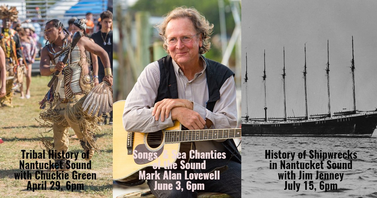 Register for our live webinars celebrating Nantucket Sound: its tribal history; songs, sea chanties, &amp; stories of the region; history of shipwrecks.
Register for free to one...or all 3 of our ACONS events...at saveoursound.org/acons/ #CapeCod #saveoursound