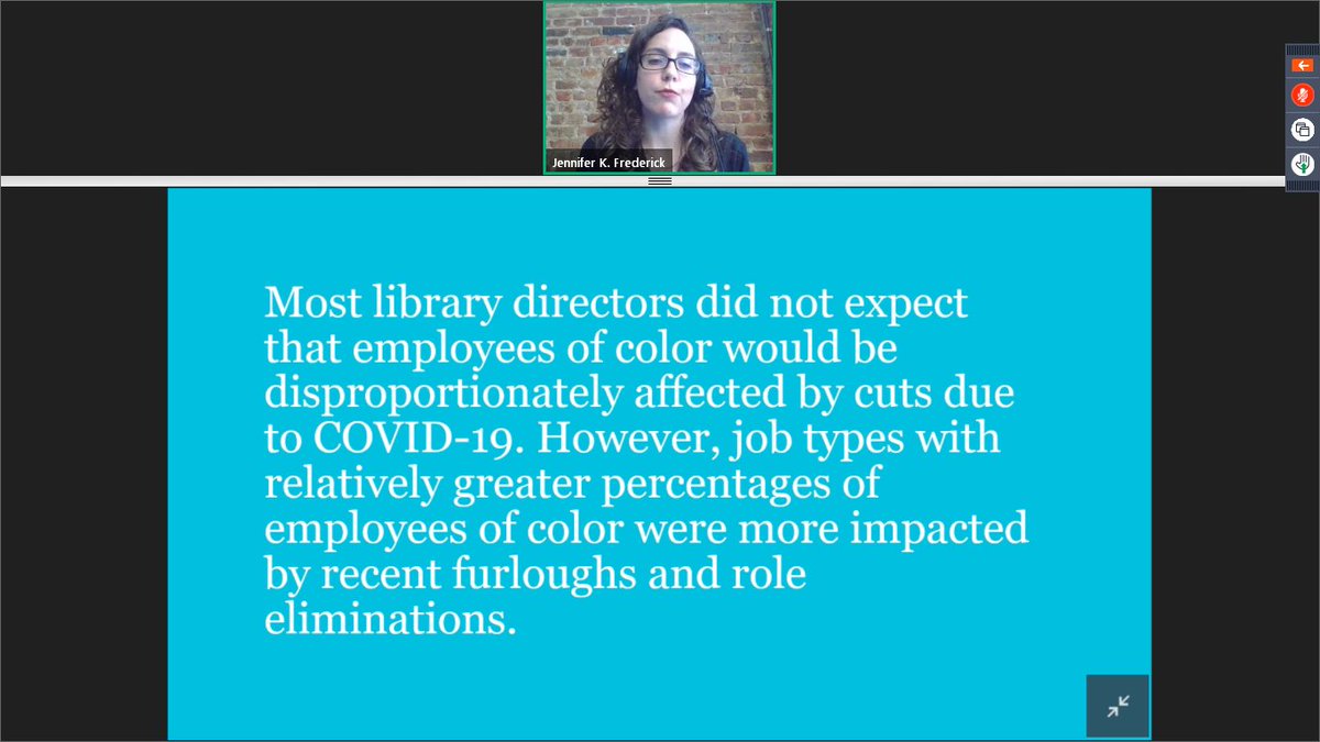 Job types with relatively greater percentages of employees of color were more impacted by recent furloughs and role eliminations.  #LibJusticePanel