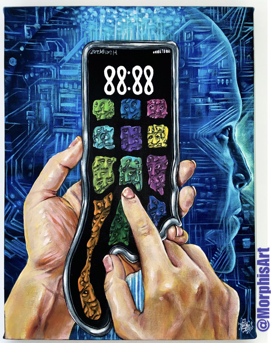 Did you Ever go to check your crypto portfolio and see this😅Painting with NFT up for auction on my Instagram &amp; FB group... 
#nft #cryptoart #nftlife #phoneface #nftart <a href="/SuperRare/">SuperRare</a> <a href="/niftygateway/">Nifty Gateway Studio</a> <a href="/makersplaceco/">MakersPlace</a> @withFND <a href="/opensea/">OpenSea</a>
