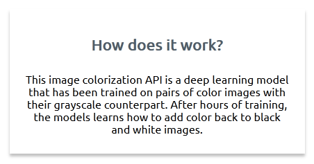 Final note: The API was trained on desaturated color photos. This is what it should be best at. If it fails at these images, it will fail far worse at natural grayscale photos. And if desaturated photos are inherently nonrepresentative, the API is fundamentally flawed.
