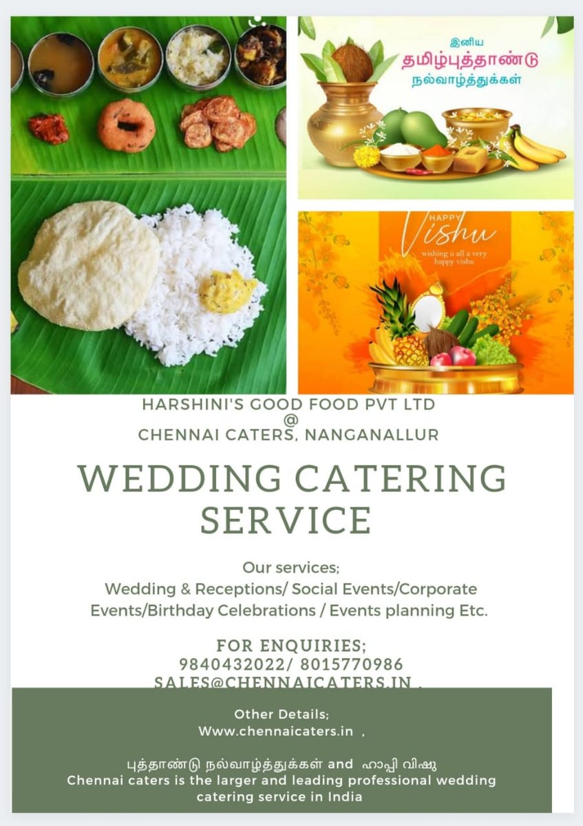 caters_chennai's tweet photo. #Chennai #Caters #9840432022 / 8015770986, 
#the #larger and #leading #professional #wedding #catering #service in India ...

Sales@chennaicaters.in  ,
https://t.co/4xW0SnyPGa  ,

Now we are in  #HYDERABAD #BANGALORE  and #MUMBAI ETC....
#Food #cuisines #Desserts #service #theme, https://t.co/UOgQT1omIE
