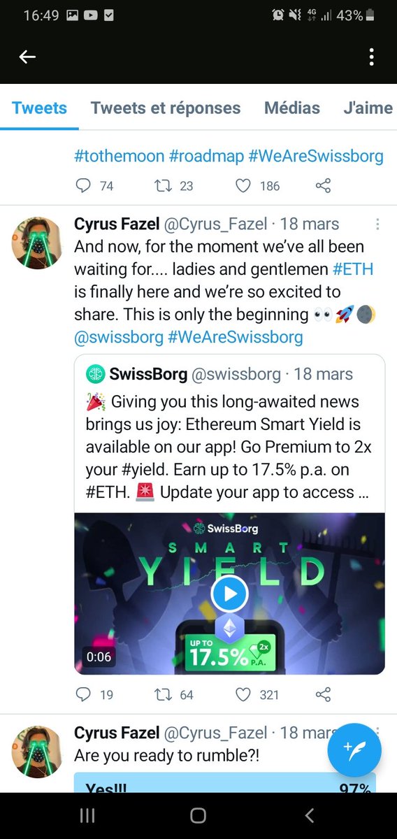 HSwissborg's tweet photo. Le dernier ATH de #SwissBorg a été atteint le 18 mars après l'annonce du yield sur ETH. 

A combien irons nous lorsque le community premium sera instauré ? Ou le yield sur le BTC ? 😈

Bon après ils avaient fait beaucoup de teasing donc le cours avait déjà commencé a monter. https://t.co/bYx3Qdrj3x