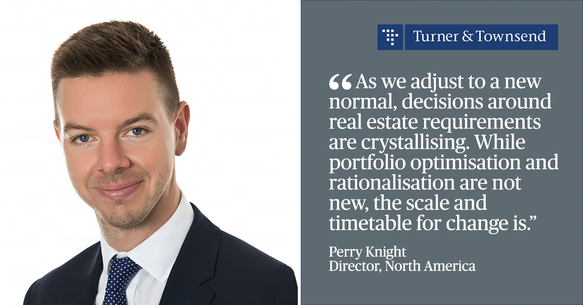 turnertownsend's tweet photo. Businesses are undertaking comprehensive reviews of property assets to decide future #RealEstate requirements in how and where people work. 

Director Perry Knight says #PMOs can help deliver smarter and greener real estate portfolios post-COVID-19: https://t.co/ldqwqSUCmr https://t.co/LUEFszsDIp
