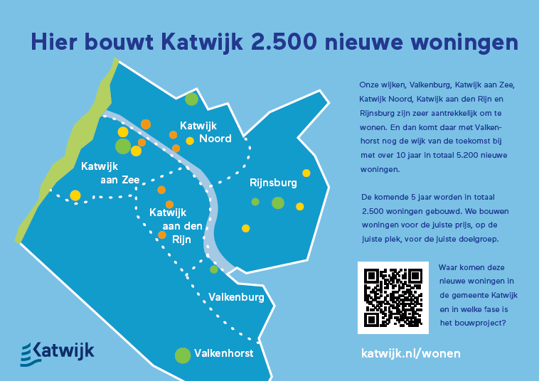 Ik krijg vaak de vraag: Waar komen nieuwe woningen? En wanneer wordt gestart met bouwen? De komende 5 jaar worden er in totaal 2.500 woningen gebouwd in Katwijk. Daarom hebben we alle nieuwbouwlocaties op een kaart gezet. Nieuwsgierig? katwijk.nl/wonen