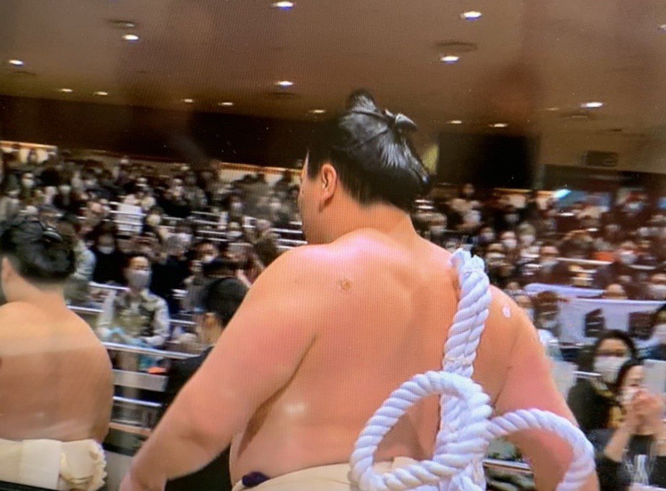 jpLifewave's tweet photo. NHKにて、大相撲春場所の初日、白鵬さんが貼ってました❗
横綱土俵入りの時、白鵬の背中にエナジーエンハンサー。
#Livewave #パッチ https://t.co/JJc3I9t6In