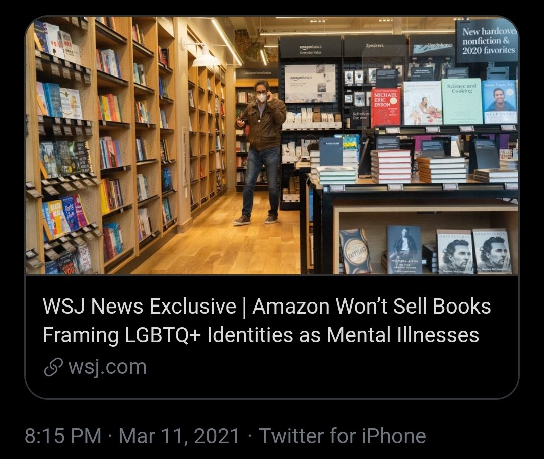 The ACLU is not alone in forcing this madness on our children. It's a concerted effort by much of the corporate sphere.Here's Amazon doing its part, banning the sale of all books which refer to gender dysphoria as, well, gender dysphoria, going against the APA diagnostic manual