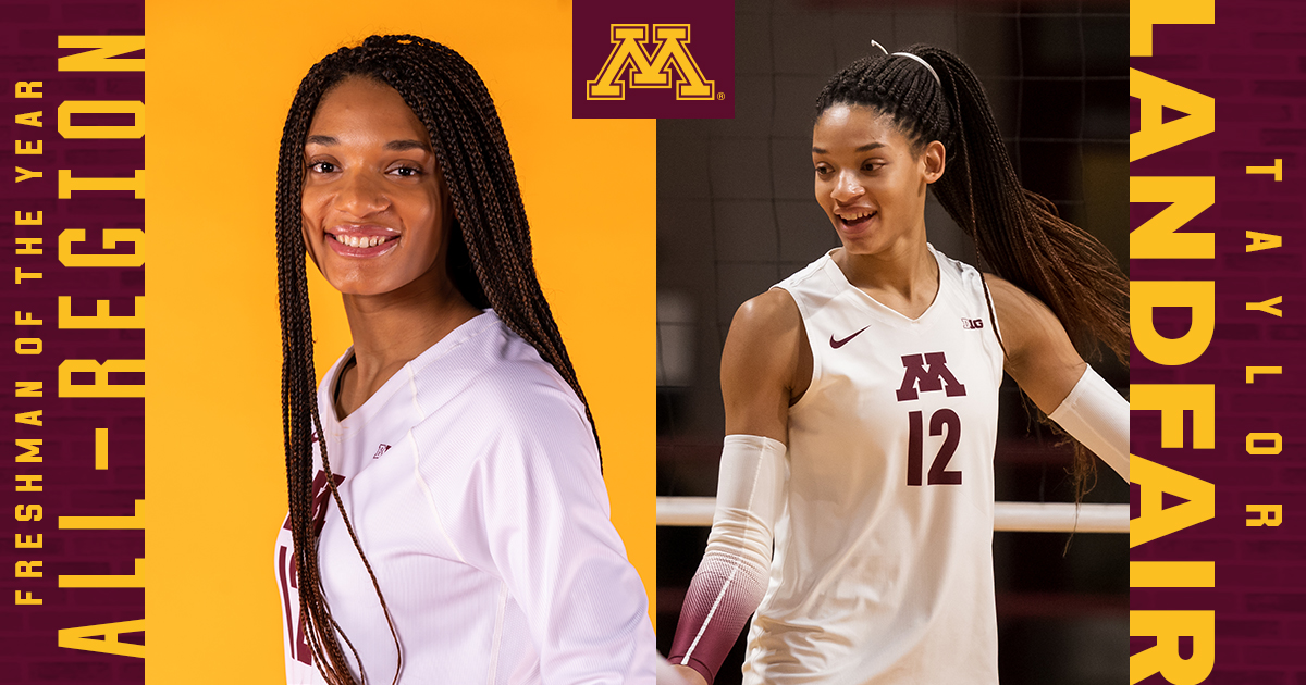 .@Tay_Landfair12 has been named the @AVCAVolleyball North Region Freshman of the Year. Congrats Taylor! #Gophers