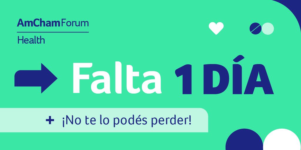 ¡Ya llega el #AmChamHealthForum! ⚕

En 24hs estaremos conversando con profesionales y referentes del sector sobre los retos y perspectivas del sistema de salud.

¡Todavía estás a tiempo de inscribirte!
👉bit.ly/AmChamHealthFo… 

📆 14 y 15 /04 - 9:30 a 12h
▪️ <a href="/ISALUD_Oficial/">Universidad ISALUD</a> ▪️